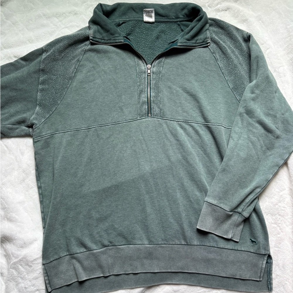 PINK Victoria's Secret Green Zip Up Sweatshirt
